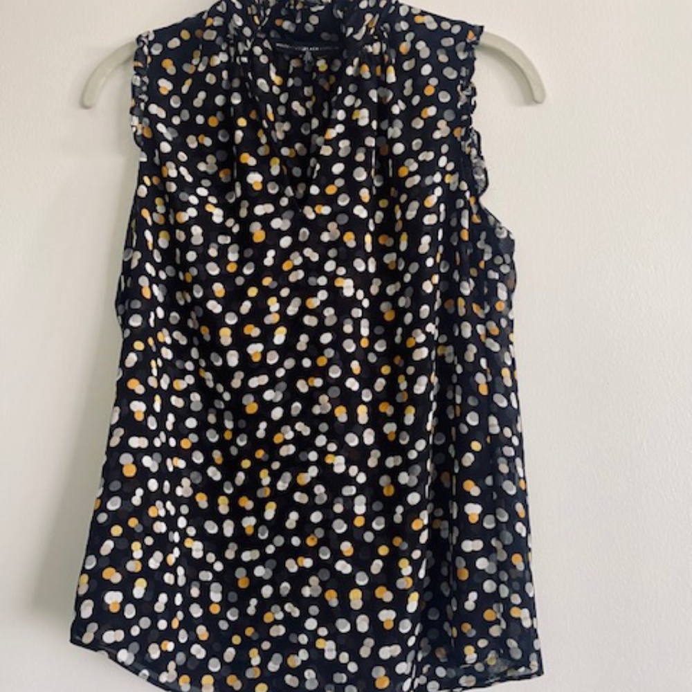White House Black Market Polkadot Blouse Size 2